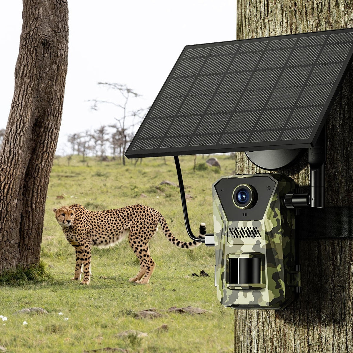 Cellular Trail Wildlife Camera with Solar Panel 4K Night Vision and Wireless Cell Connection