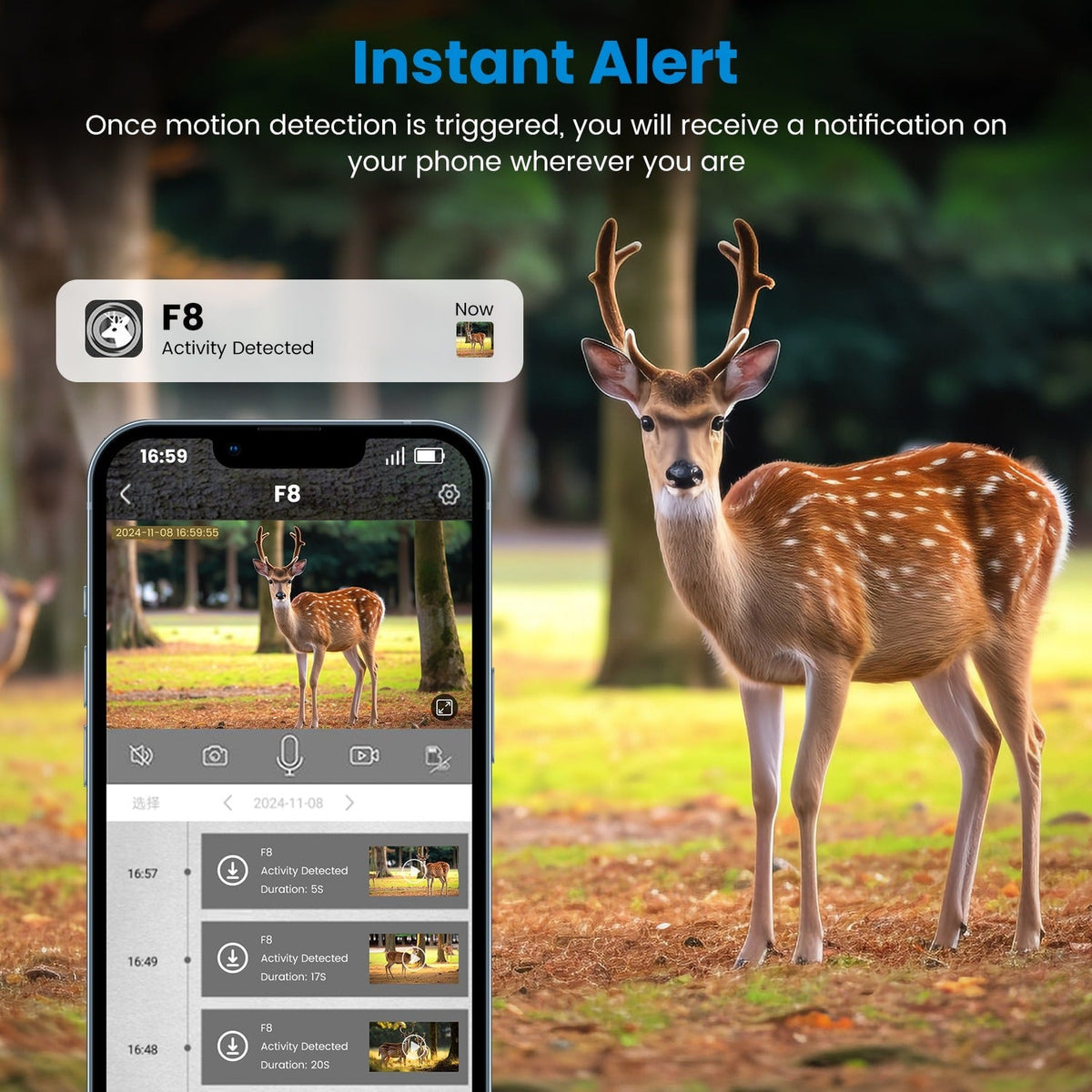 Cellular Trail Wildlife Camera with Solar Panel 4K Night Vision and Wireless Cell Connection