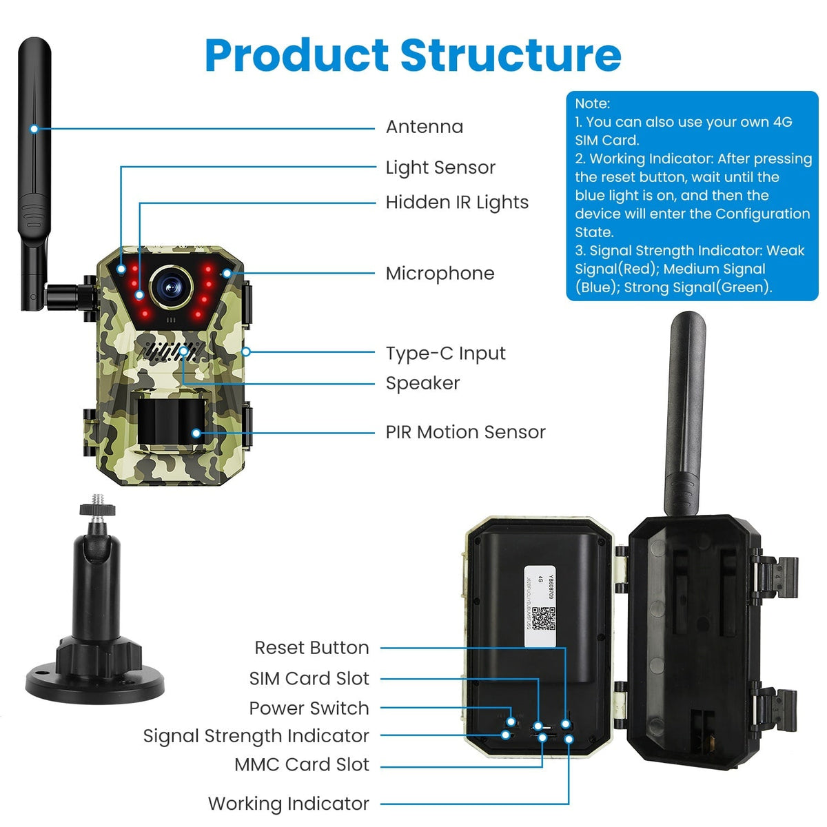 Cellular Trail Wildlife Camera with Solar Panel 4K Night Vision and Wireless Cell Connection