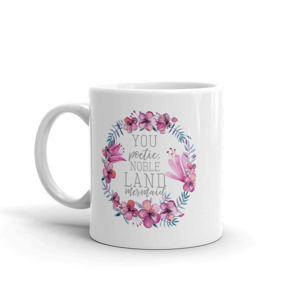 Ceramic Coffee Mug with Floral Wreath Design and Custom Cups Gift Set Reusable