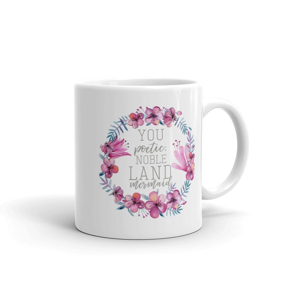 Ceramic Coffee Mug with Floral Wreath Design and Custom Cups Gift Set Reusable