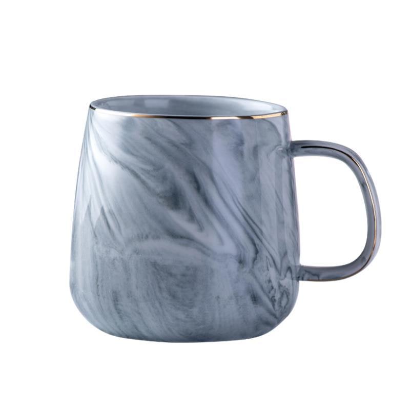 Ceramic Coffee Mug with Marble Pattern and Gold Trim 8 Oz Cups for Custom Drinkware