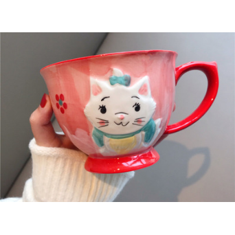 Ceramic Soup Mug with Stainless Steel Spoon Microwave Safe Pedestal Bowl Handle Travel