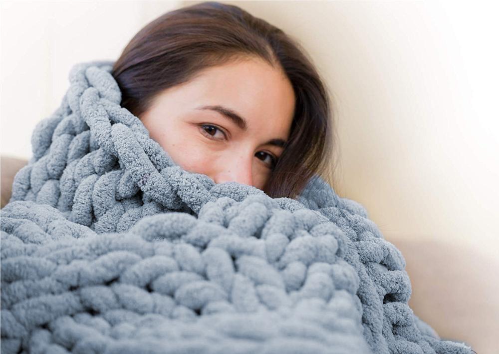 Chunky Knit Style Throw Blanket Textured Home Comfort