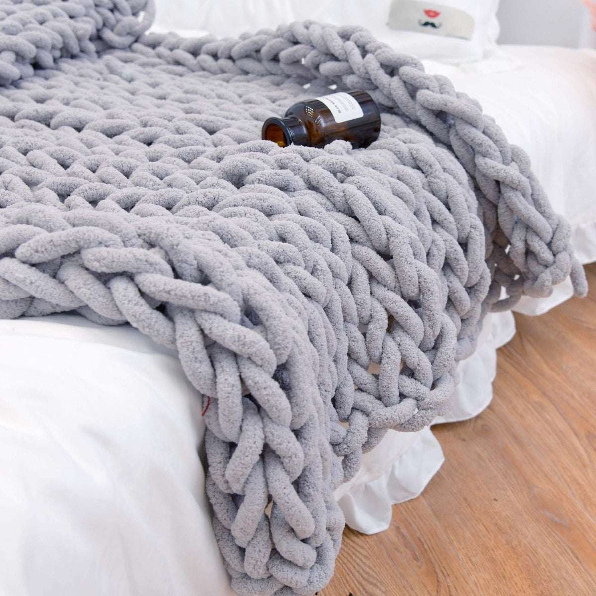 Chunky Knit Style Throw Blanket Textured Home Comfort