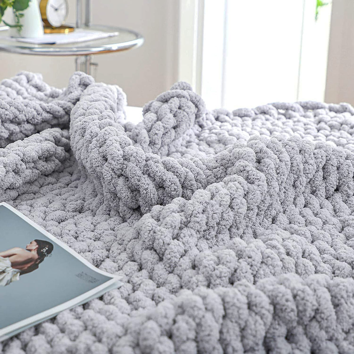 Chunky Knit Style Throw Blanket Textured Home Comfort
