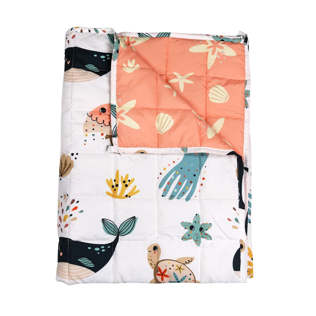 Kids Weighted Blanket Reversible Quilted with Cartoon Animal Prints For Children
