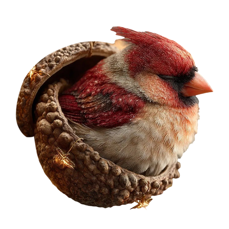 Christmas Ornament Woodland Animal Resin Acorn LED Sleeping Figurine Gift