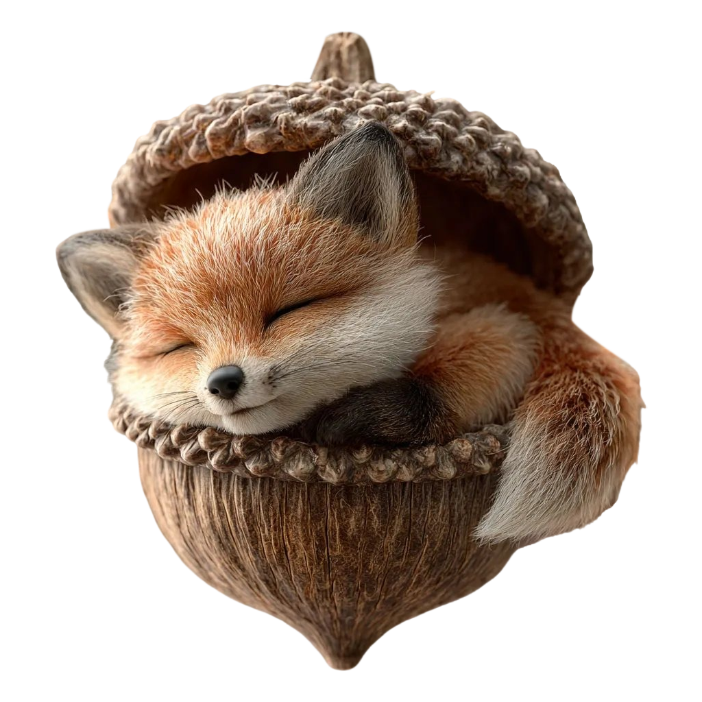 Christmas Ornament Woodland Animal Resin Acorn LED Sleeping Figurine Gift