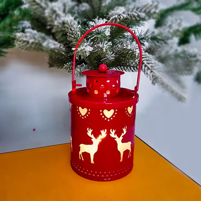 Christmas Tree with Lights LED Lantern Metal Cutout Tabletop Decoration