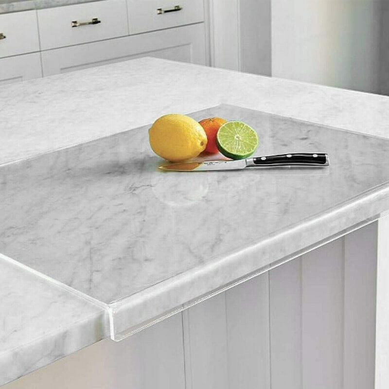 Clear Acrylic Plastic Cutting Board with Non-Slip Feet and Counter Lip Edge Protector