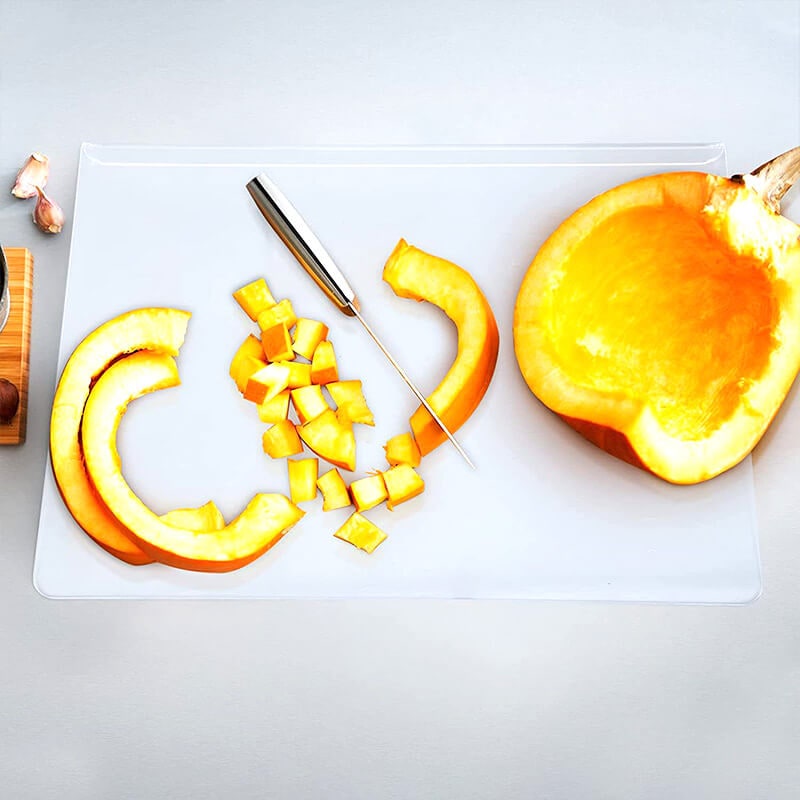 Clear Acrylic Plastic Cutting Board with Non-Slip Feet and Counter Lip Edge Protector