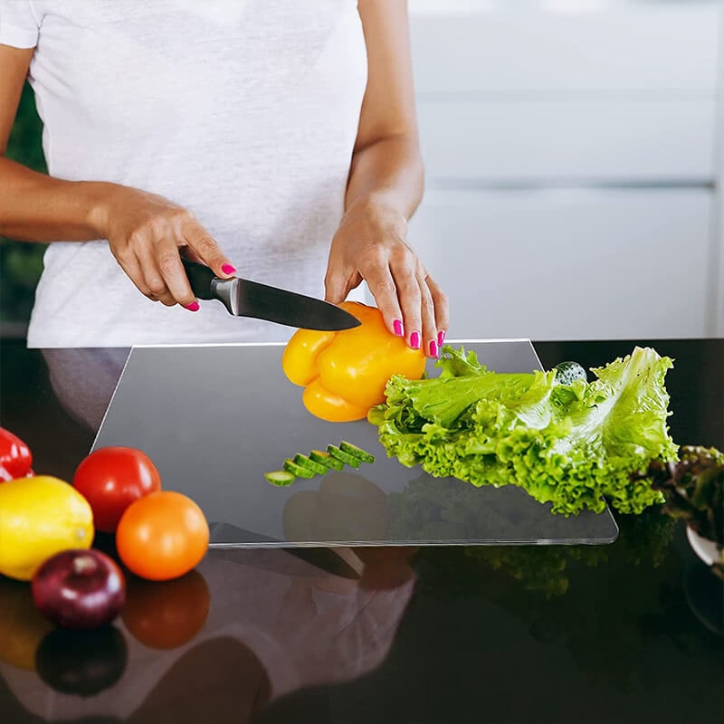 Clear Acrylic Plastic Cutting Board with Non-Slip Feet and Counter Lip Edge Protector
