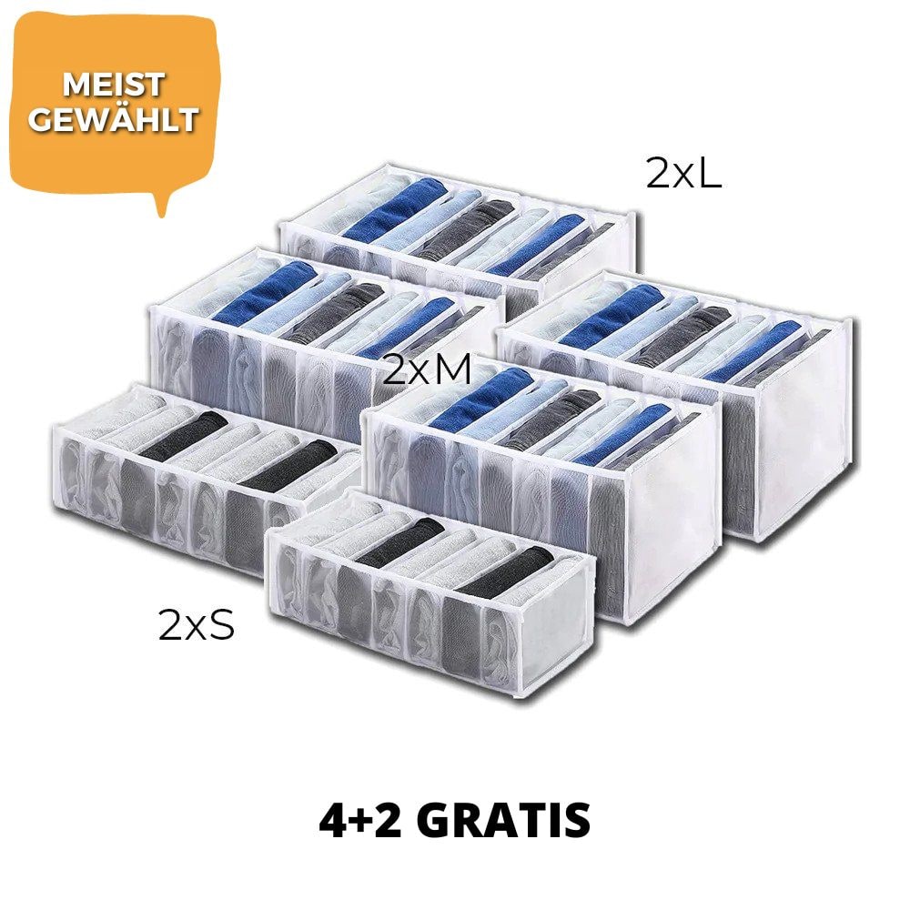 Clothes Drawer Organizer with Closet Shelf Dividers and Mesh Compartments for Folded