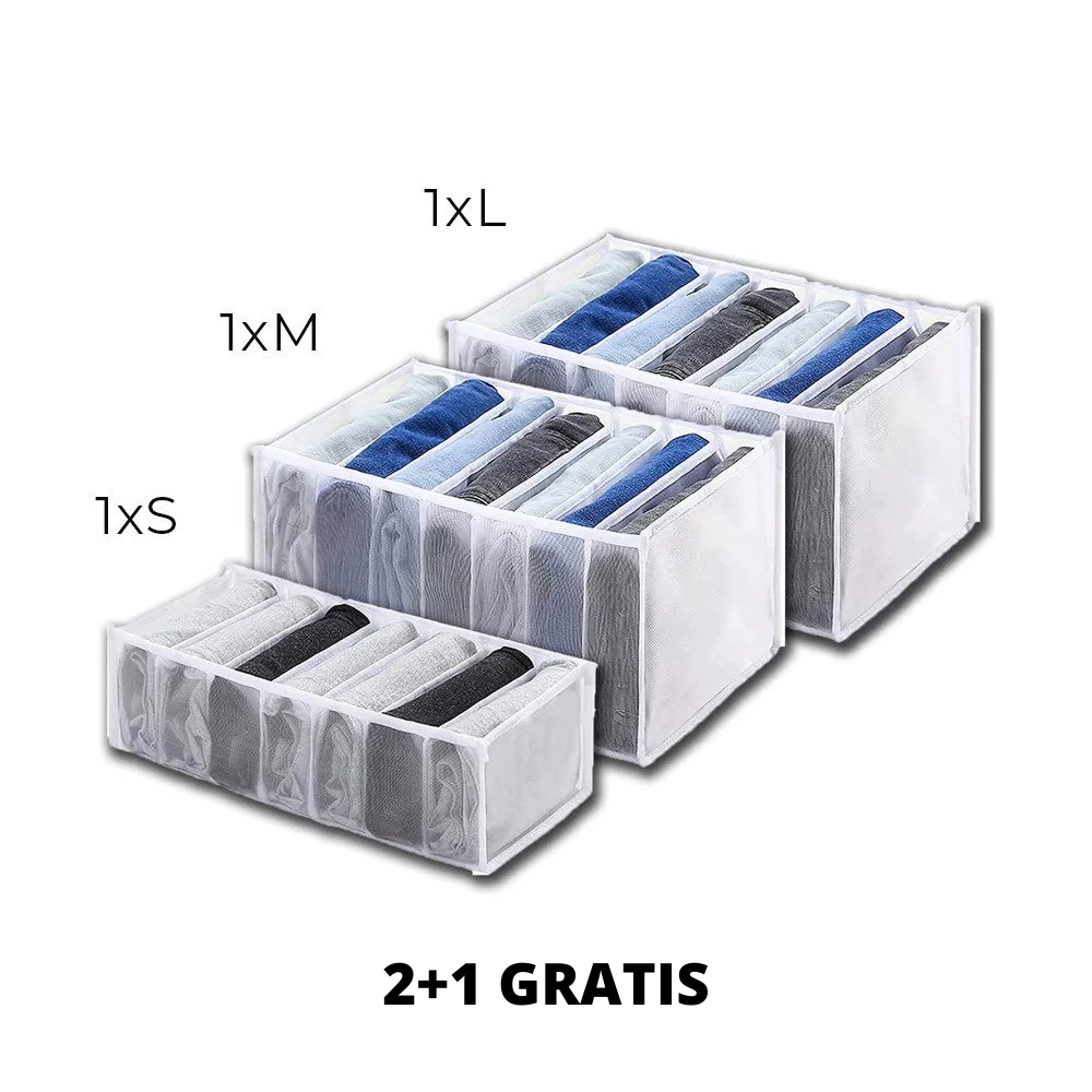 Clothes Drawer Organizer with Closet Shelf Dividers and Mesh Compartments for Folded