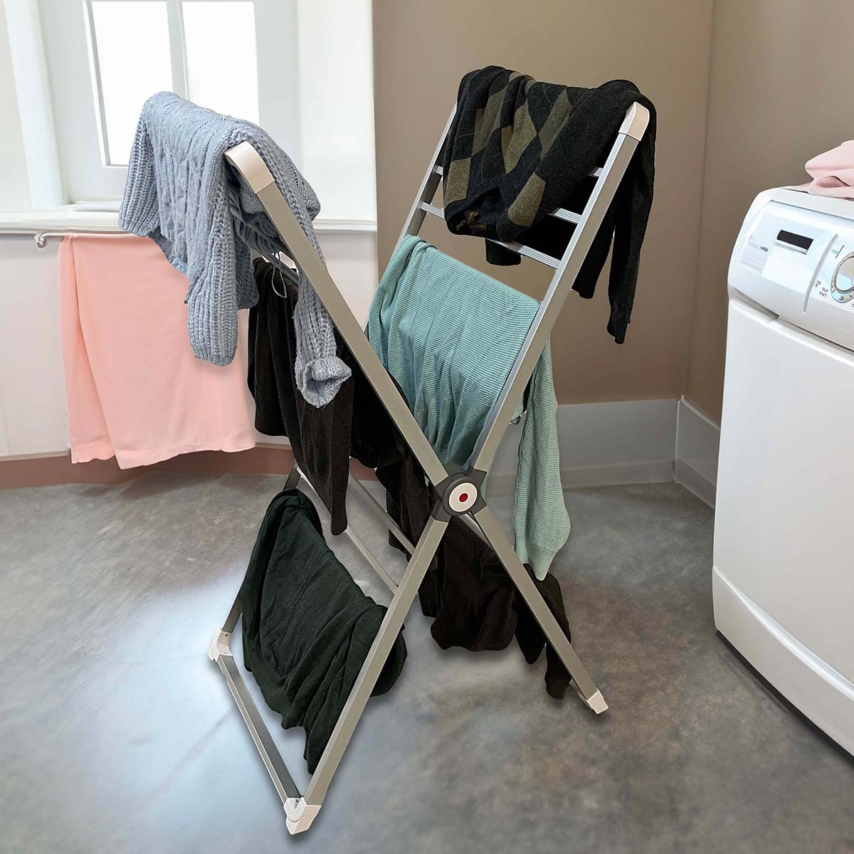 Clothes Drying Rack Folding Laundry with Aluminum Frame and Portable Space-Saving Design