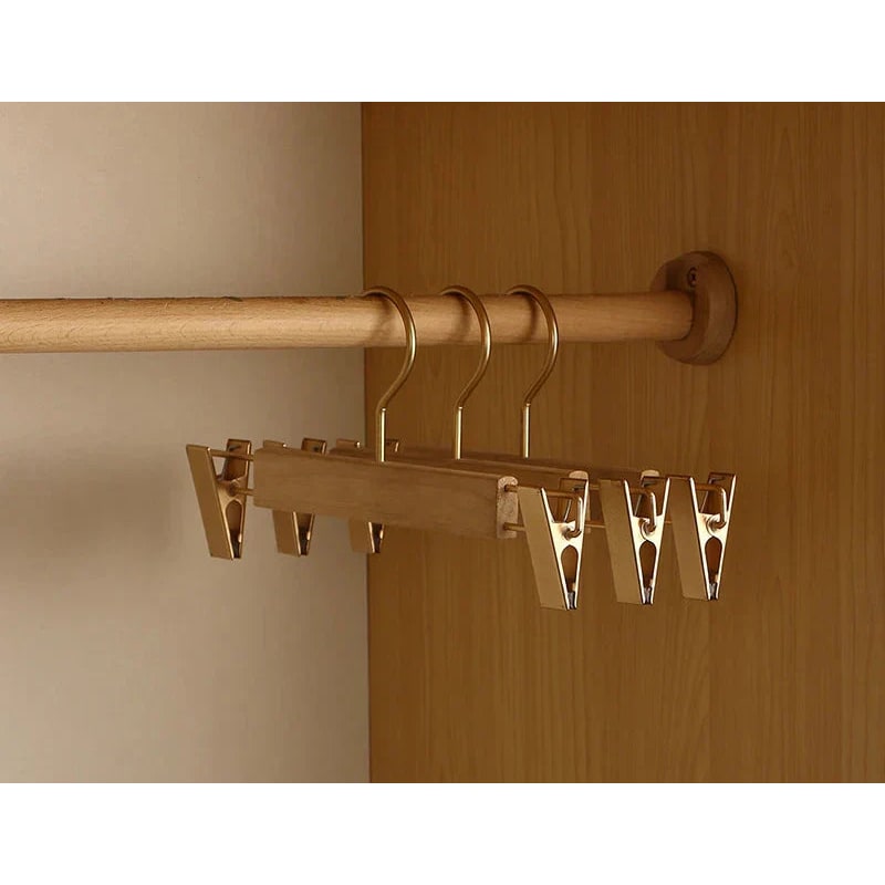 Clothes Hangers Wooden Coat Suit Wide Shoulder Non Slip Metal Clips Camphor Wood