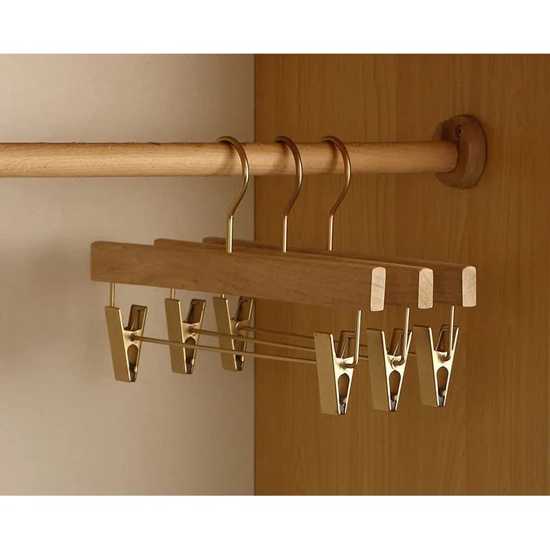 Clothes Hangers Wooden Coat Suit Wide Shoulder Non Slip Metal Clips Camphor Wood