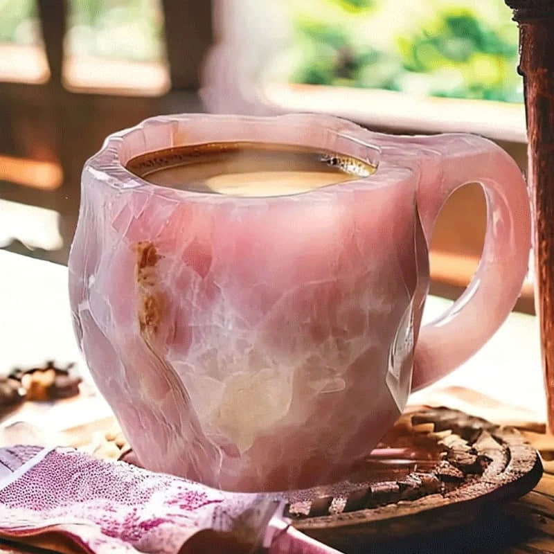 Coffee Mug Crystal Geode Quartz Textured Handle Agate Pattern