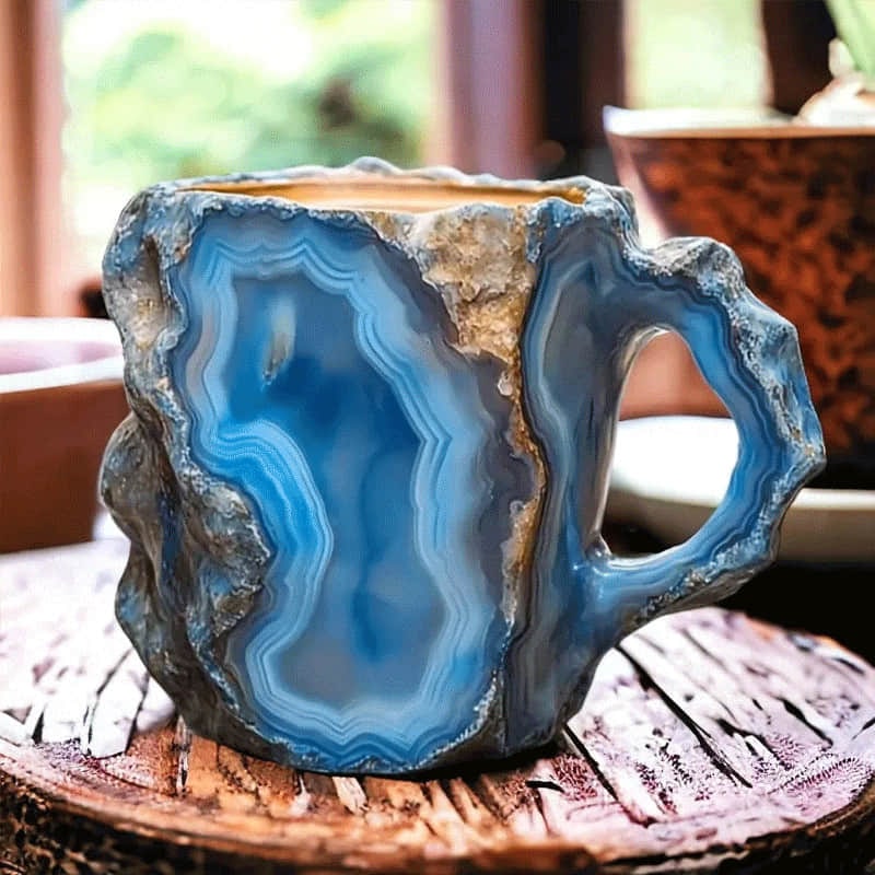 Coffee Mug Crystal Geode Quartz Textured Handle Agate Pattern