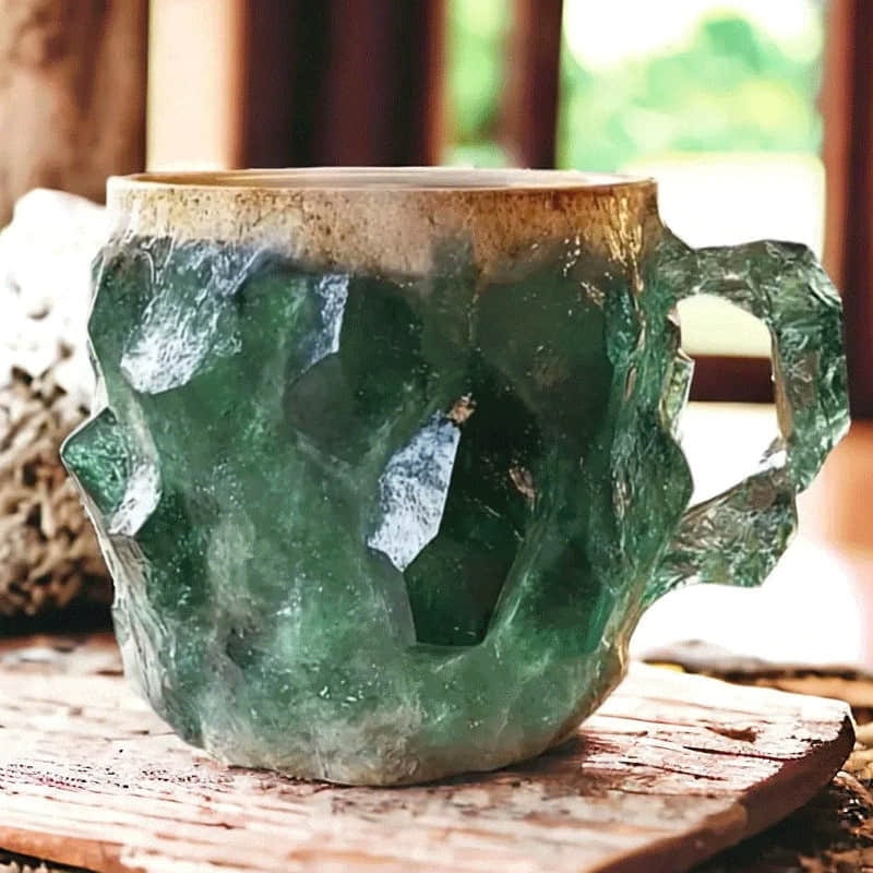 Coffee Mug Crystal Geode Quartz Textured Handle Agate Pattern