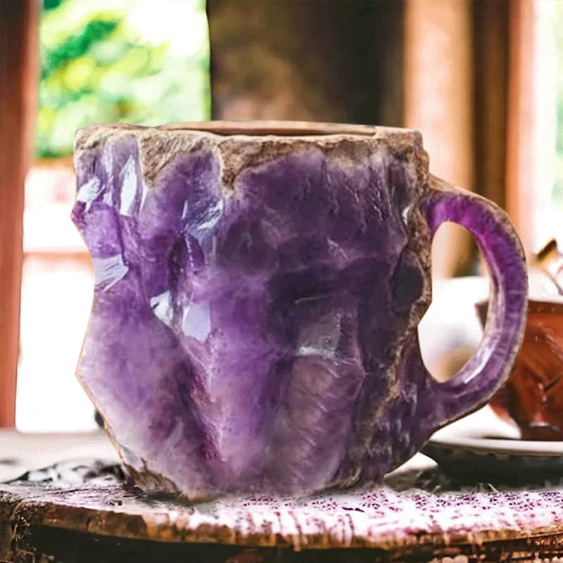 Coffee Mug Crystal Geode Quartz Textured Handle Agate Pattern