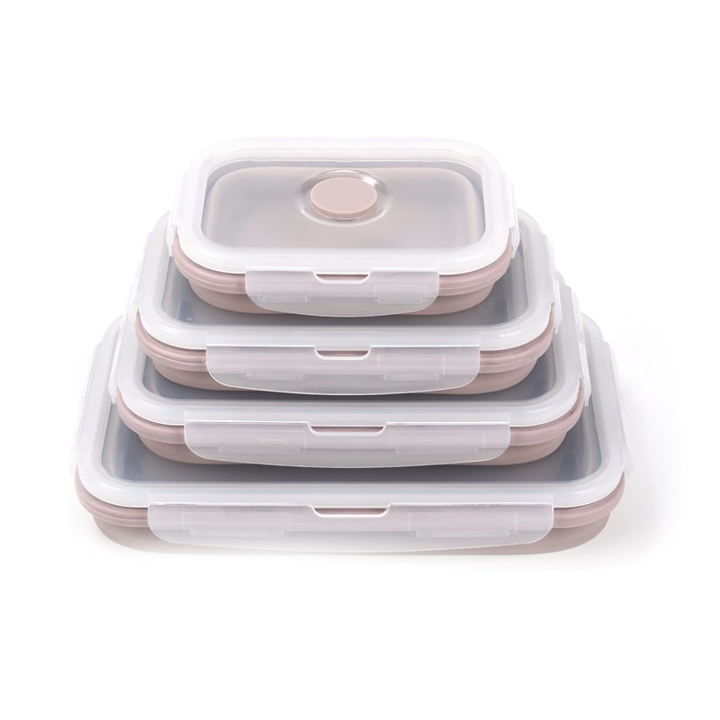 Collapsible Airtight Food Storage Containers with Silicone Lids and Lunch Prep Design