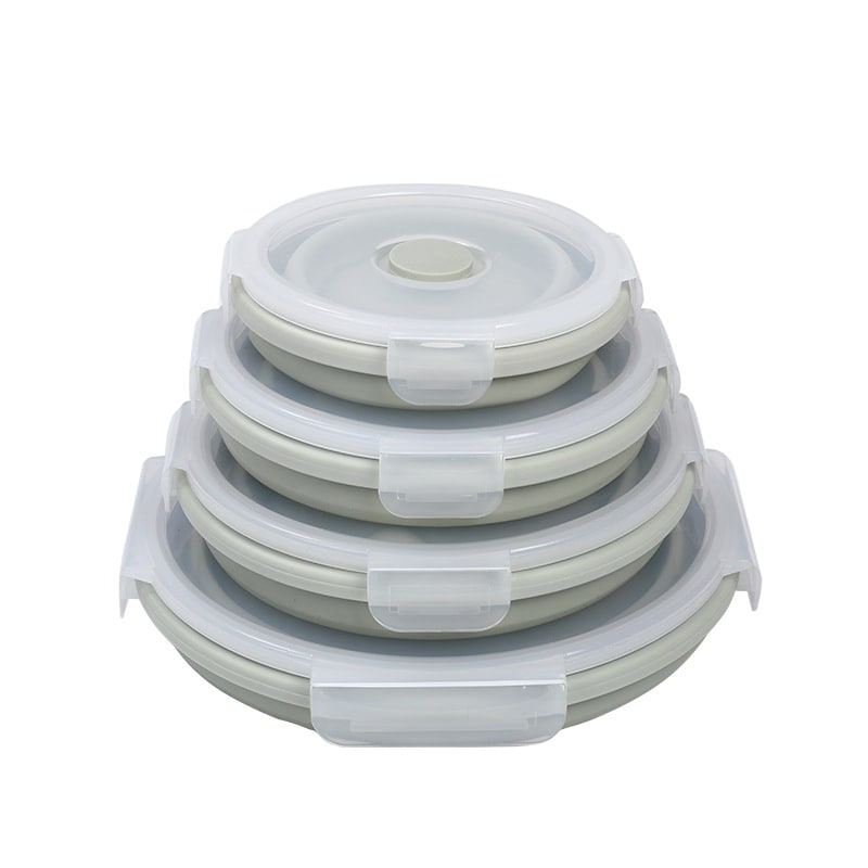 Collapsible Airtight Food Storage Containers with Silicone Lids and Lunch Prep Design