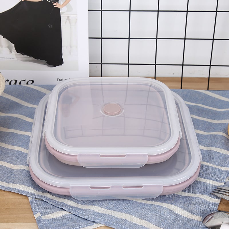 Collapsible Airtight Food Storage Containers with Silicone Lids and Lunch Prep Design
