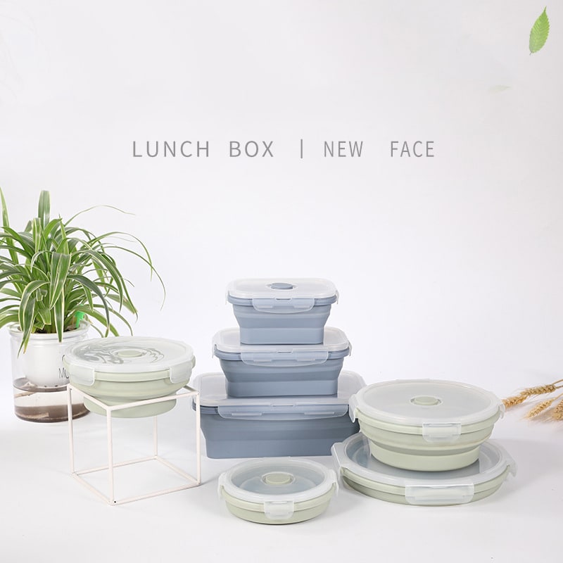 Collapsible Airtight Food Storage Containers with Silicone Lids and Lunch Prep Design