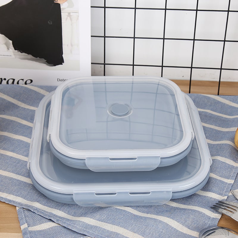 Collapsible Airtight Food Storage Containers with Silicone Lids and Lunch Prep Design