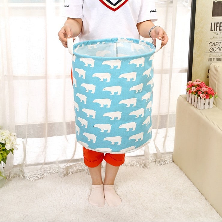 Collapsible Laundry Basket with Handles Foldable Canvas Washing for Bedroom Bathroom Storage
