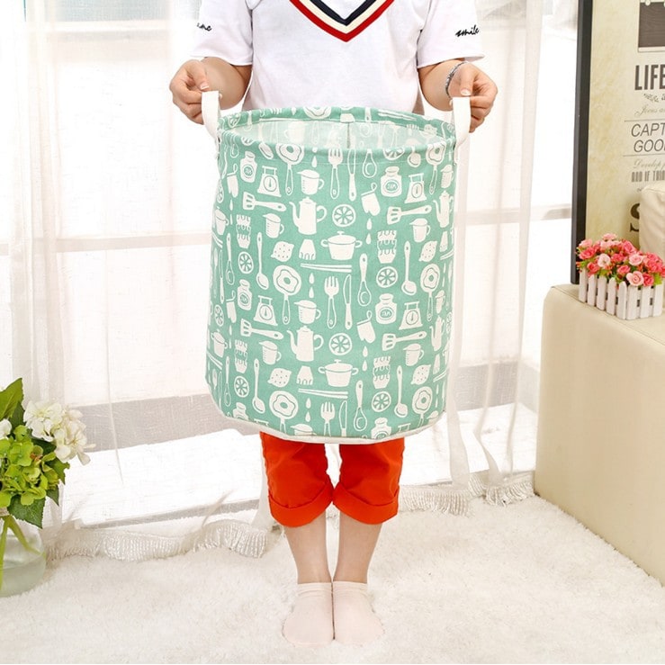 Collapsible Laundry Basket with Handles Foldable Canvas Washing for Bedroom Bathroom Storage