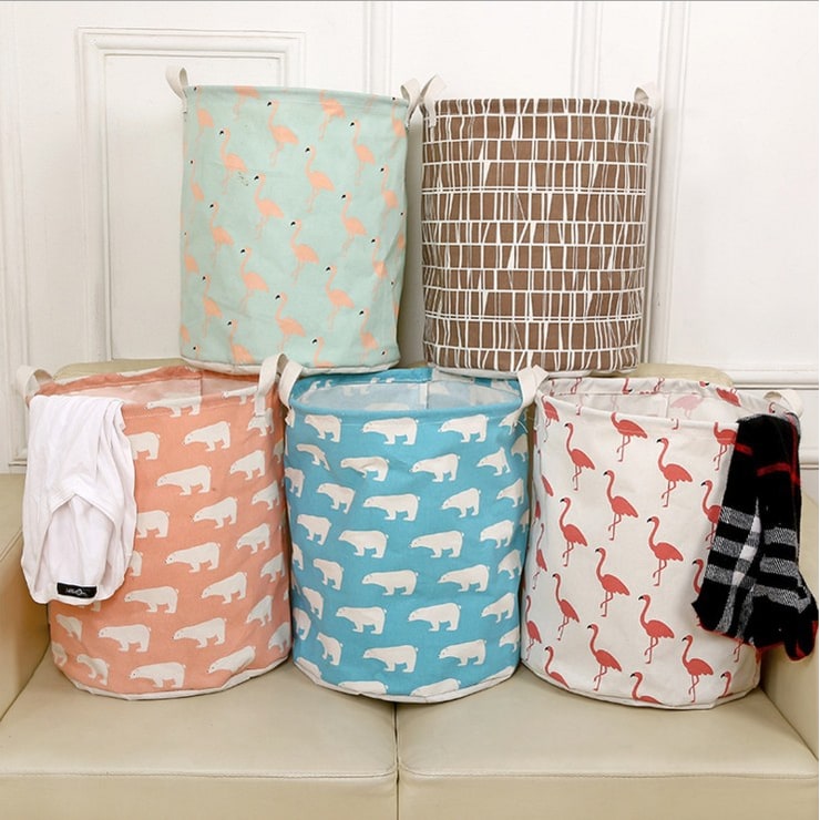 Collapsible Laundry Basket with Handles Foldable Canvas Washing for Bedroom Bathroom Storage