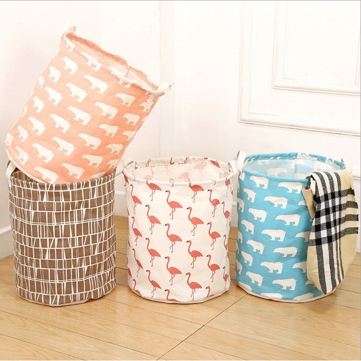 Collapsible Laundry Basket with Handles Foldable Canvas Washing for Bedroom Bathroom Storage