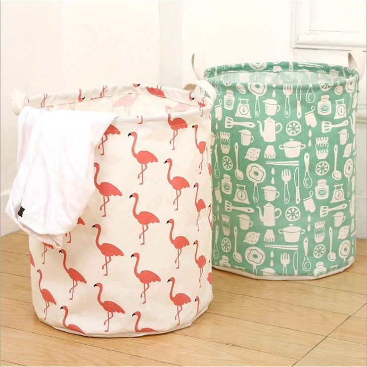 Collapsible Laundry Basket with Handles Foldable Canvas Washing for Bedroom Bathroom Storage