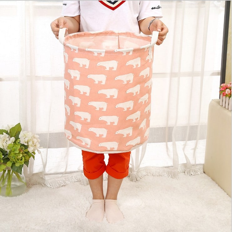 Collapsible Laundry Basket with Handles Foldable Canvas Washing for Bedroom Bathroom Storage