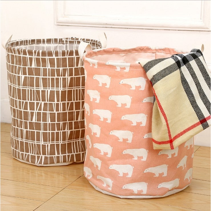 Collapsible Laundry Basket with Handles Foldable Canvas Washing for Bedroom Bathroom Storage