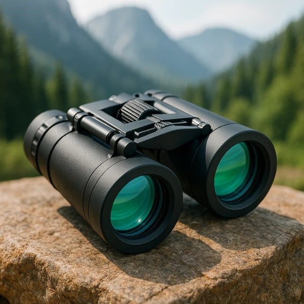 Compact Water Resistant Binoculars with Folding Design and Central Focus Wheel Military