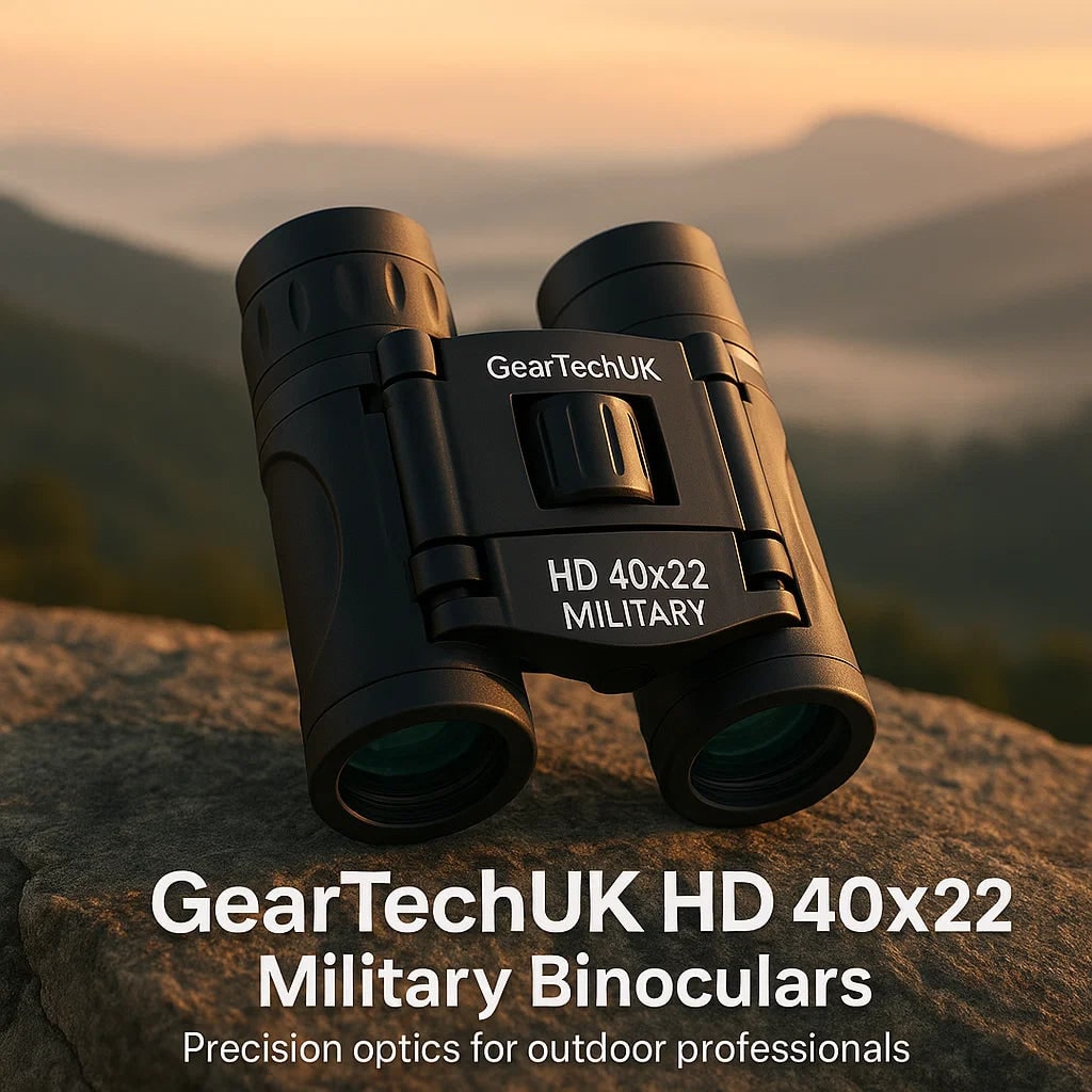 Compact Water Resistant Binoculars with Folding Design and Central Focus Wheel Military
