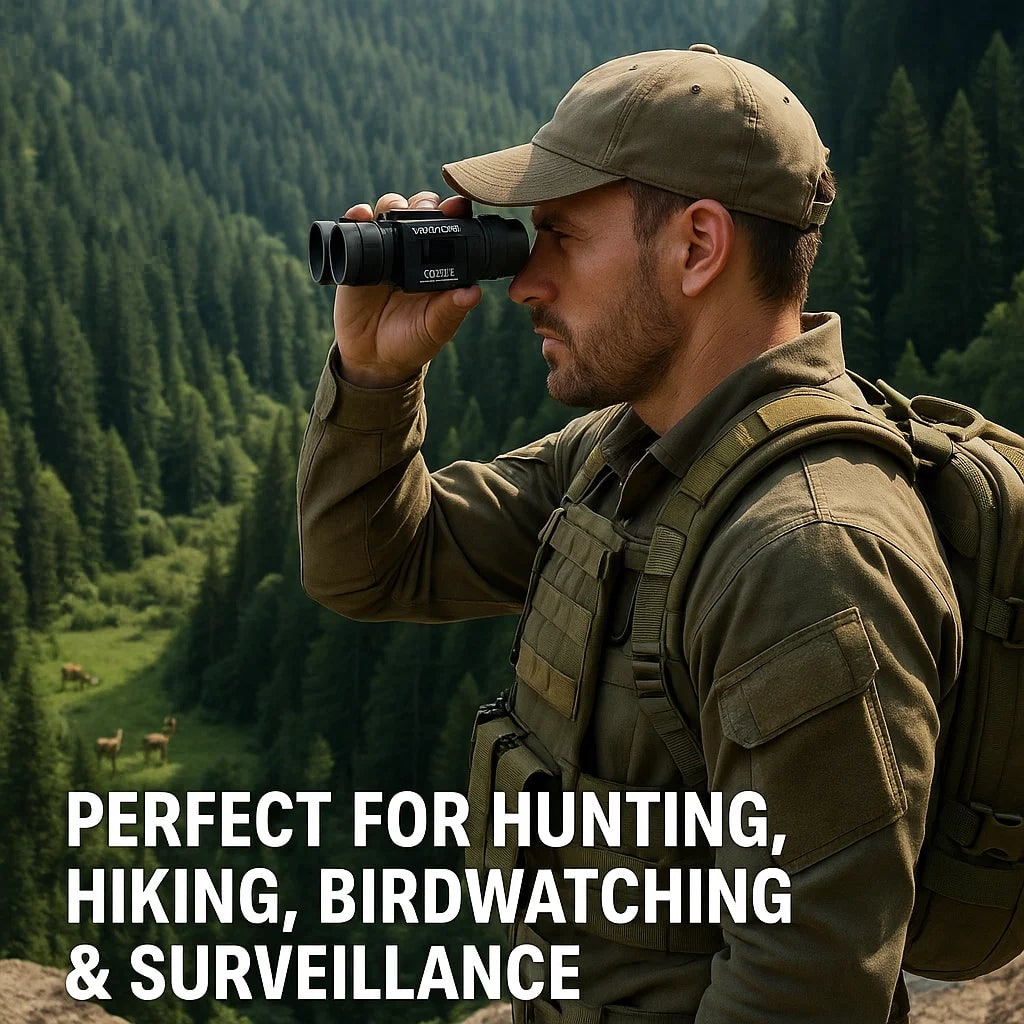 Compact Water Resistant Binoculars with Folding Design and Central Focus Wheel Military