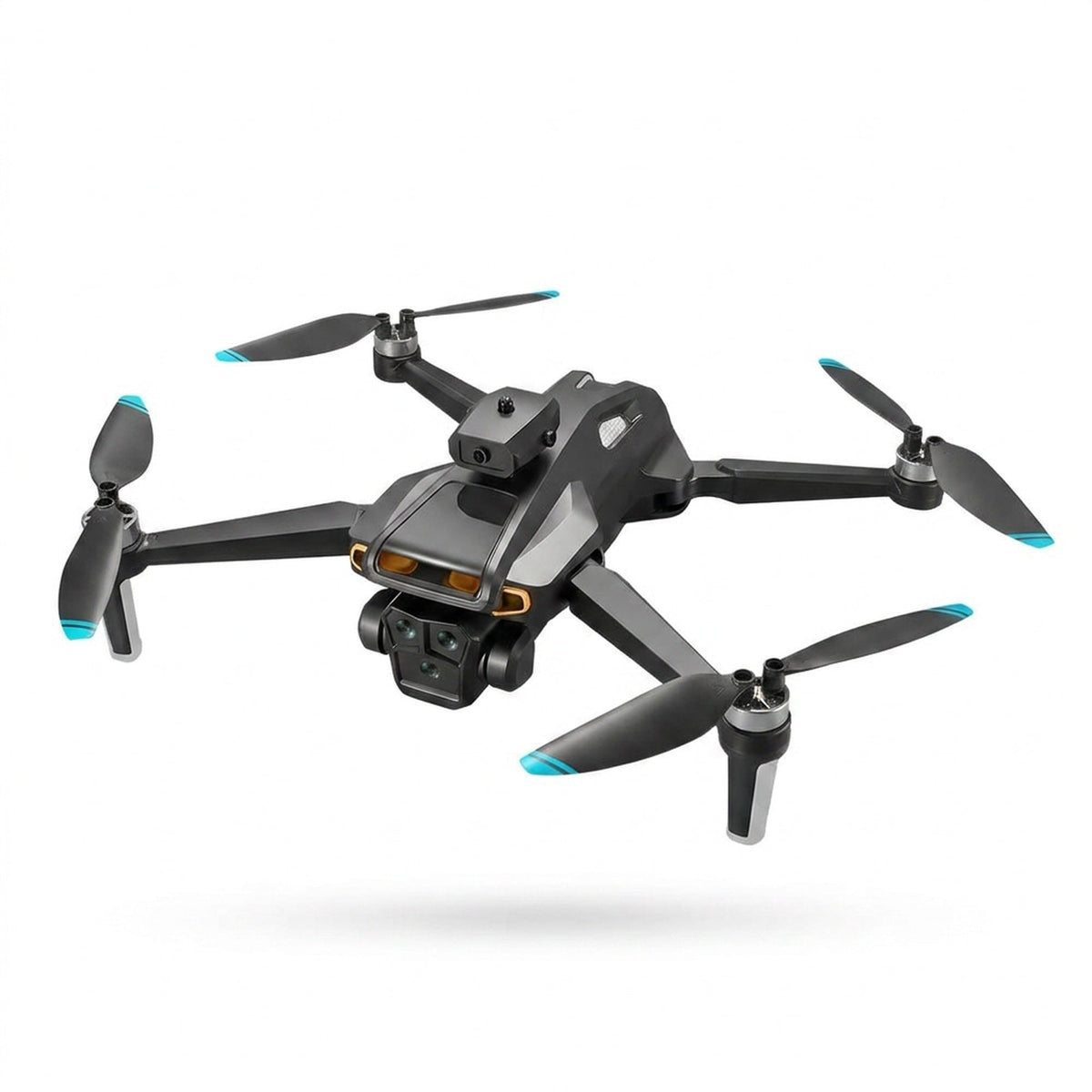 Compact Foldable Camera Drone with Triple Lens and Quadcopter Design for Aerial Photography