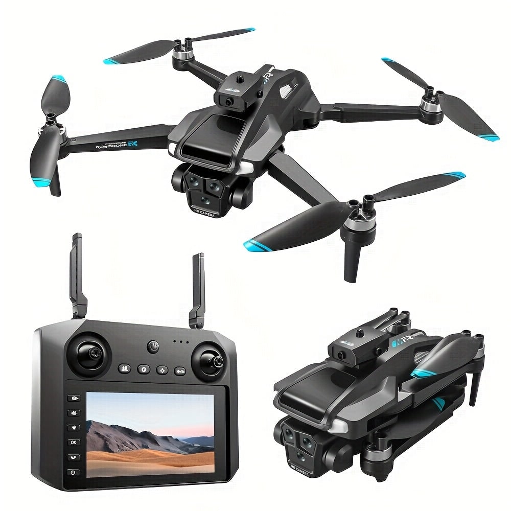 Compact Foldable Camera Drone with Triple Lens and Quadcopter Design for Aerial Photography