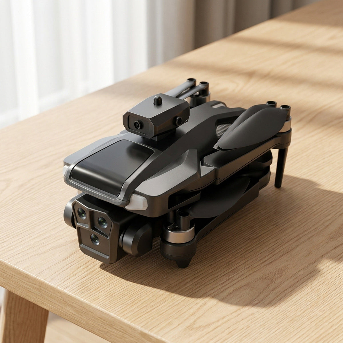 Compact Foldable Camera Drone with Triple Lens and Quadcopter Design for Aerial Photography