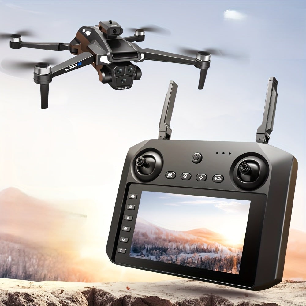Compact Foldable Camera Drone with Triple Lens and Quadcopter Design for Aerial Photography