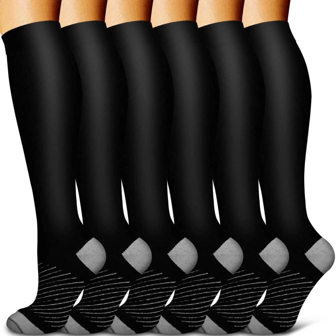 Compression Socks Support and with Moisture Wicking Knee-High Reinforced Heel