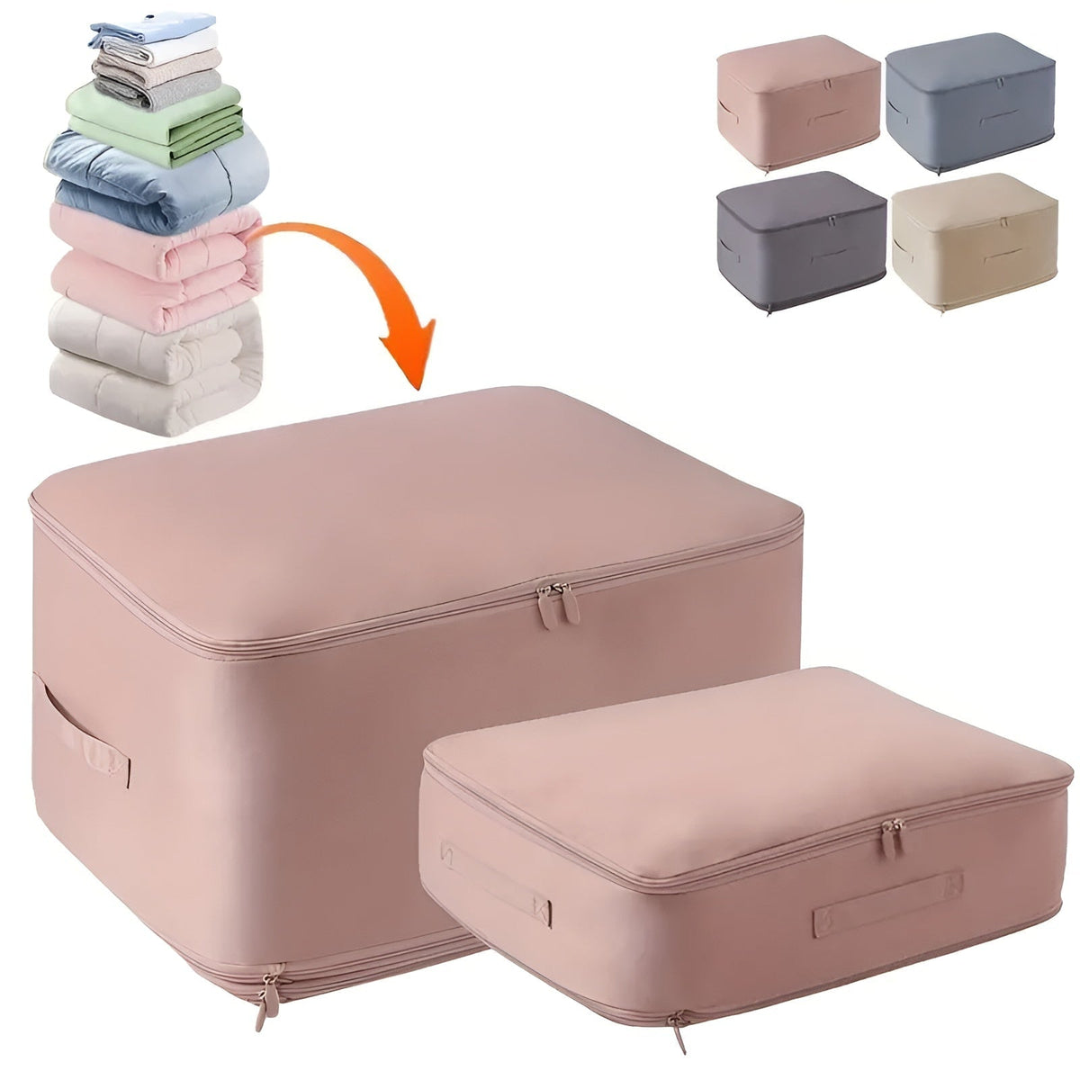 Compression Storage Bag with Zip Lock and Collapsible Design for Clothes and Bedding