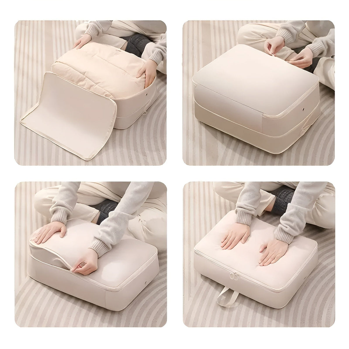Compression Storage Bag with Zip Lock and Collapsible Design for Clothes and Bedding