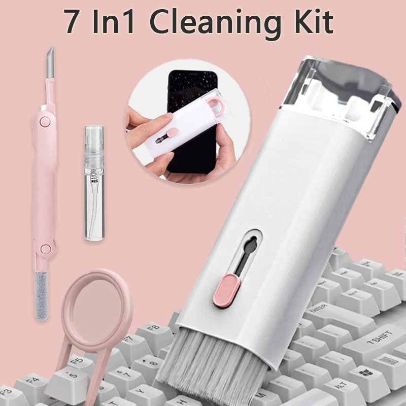 Computer Keyboard Cleaning Kit with Retractable Brush and Microfiber Cloth for Electronics