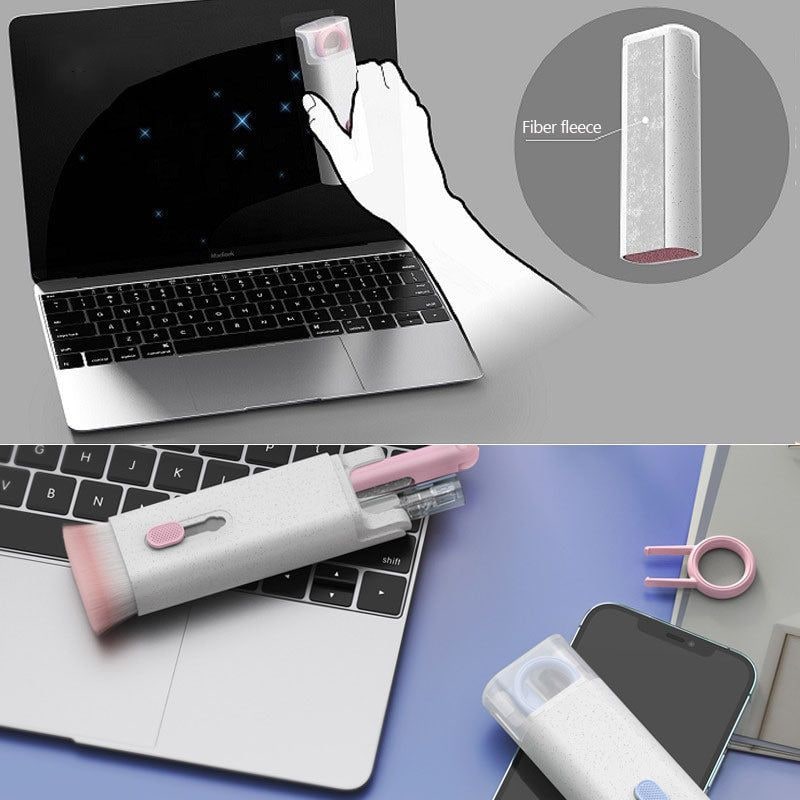 Computer Keyboard Cleaning Kit with Retractable Brush and Microfiber Cloth for Electronics